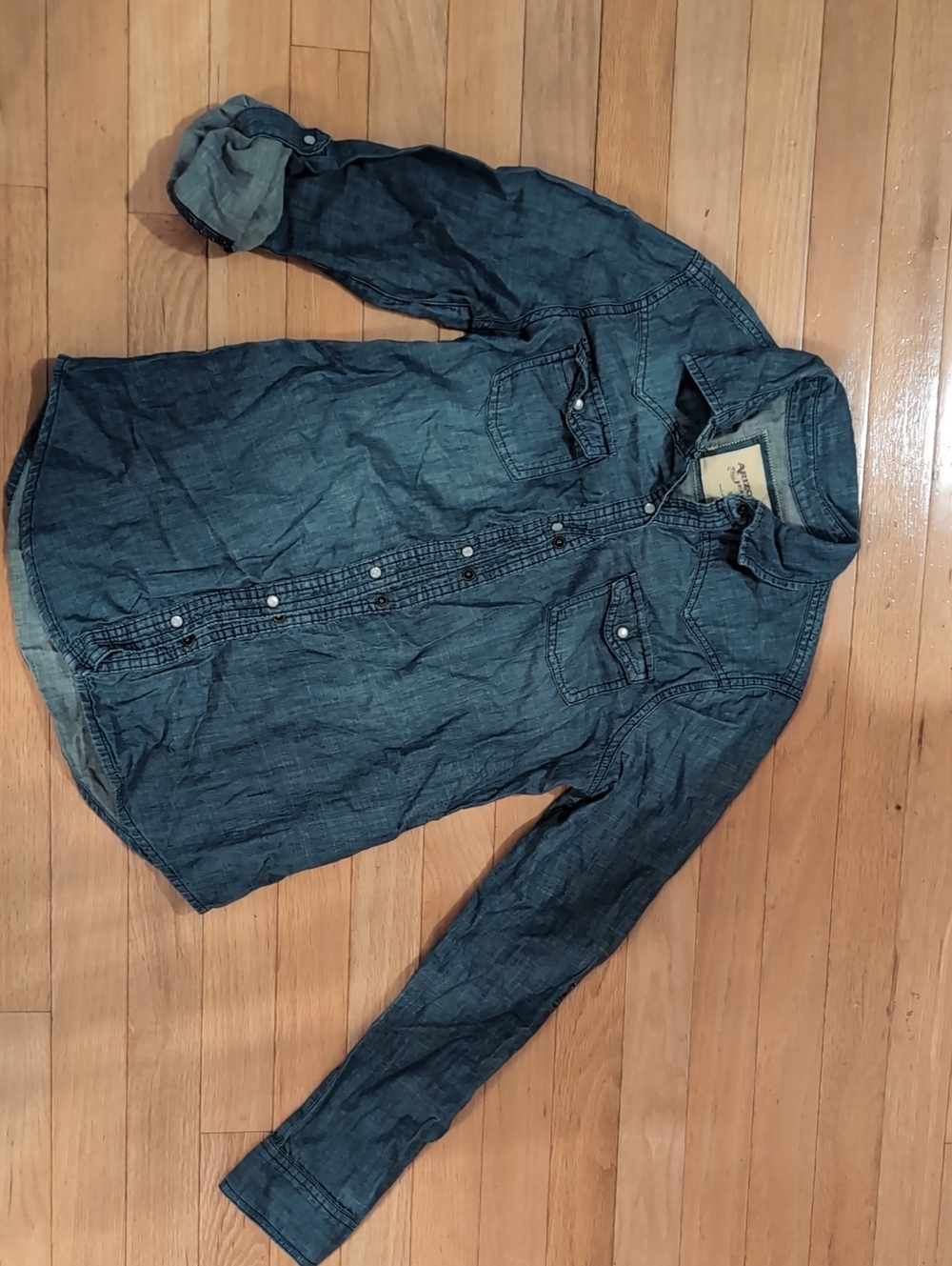 Arizona Jeans Co. Dark Blue Denim Button-Up Shirt